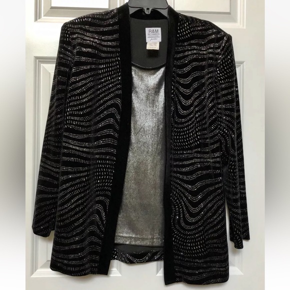 R & M Richards Jackets & Blazers - R&M RICHARDS BY KERAN KWONG JACKET WITH TANK FAUX EVENING 16 P VELVET BLACK Ps2